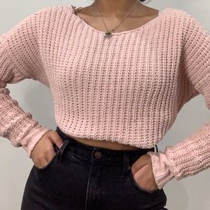 hollister baby pink knit sweater